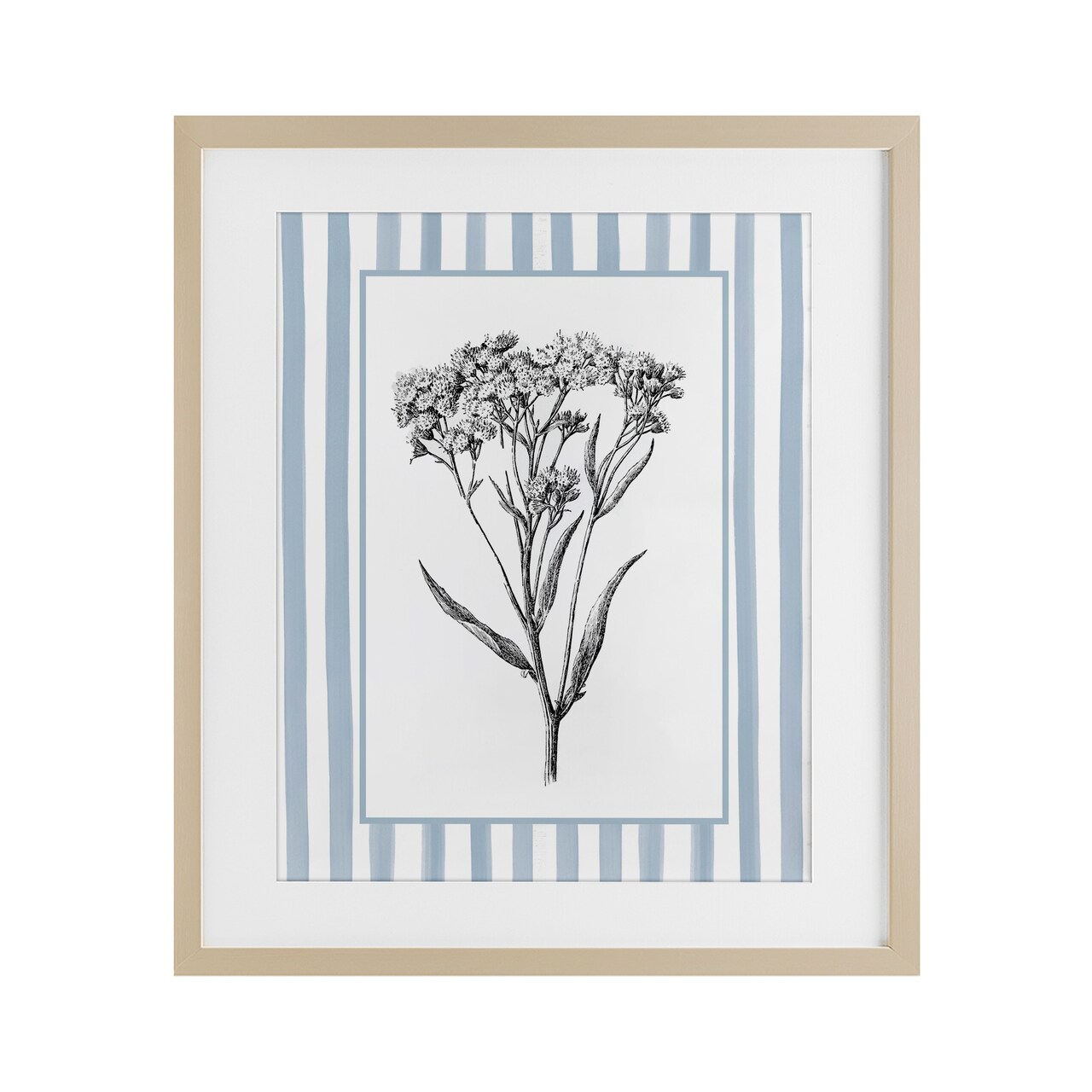Stupell Industries Vintage Herbs Blue Striped Border Framed Print Under Glass, design by Lettered and Lined